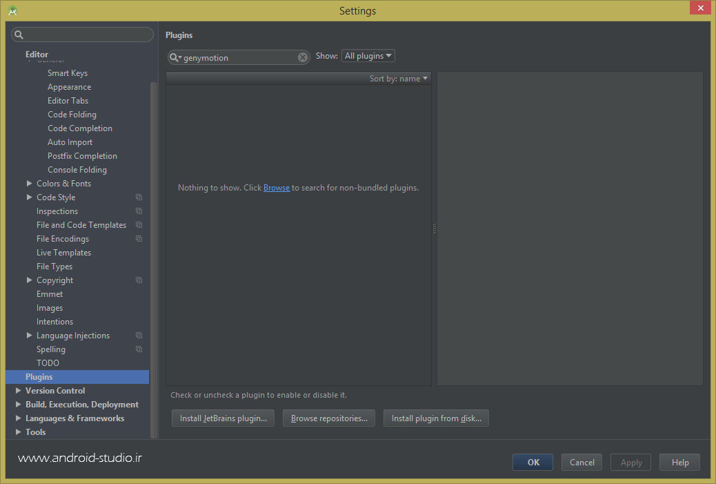 Install genymotion plugin on androidstudio