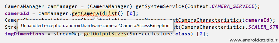هندل کردن ارور CameraAccessException