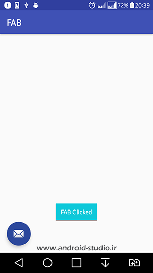 تعریف رویداد onClick برای دکمه شناور FAB