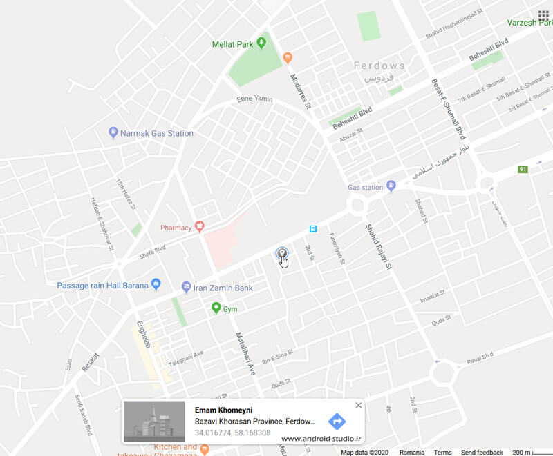 دریافت مختصات latitude و longitude روی نقشه گوگل