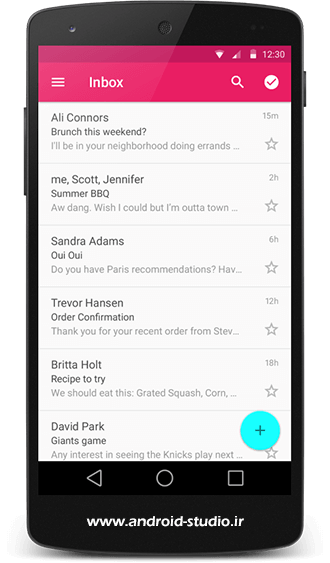 نمایش لیست ایمیل توسط RecyclerView