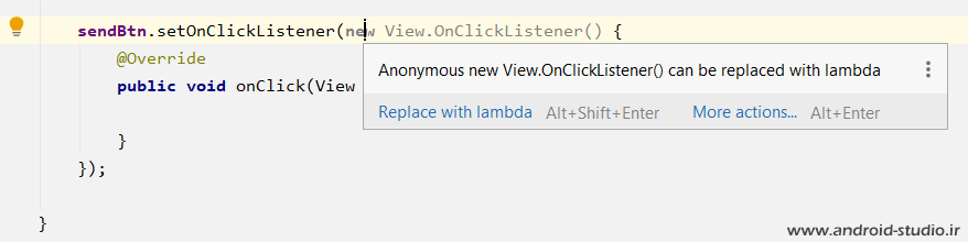 تبدیل setOnClickListener به lambda