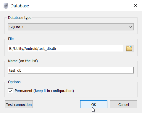 ساخت دیتابیس SQLite
