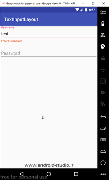 نمایش ارور توسط TextInputLayout