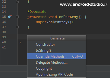کلید alt + insert