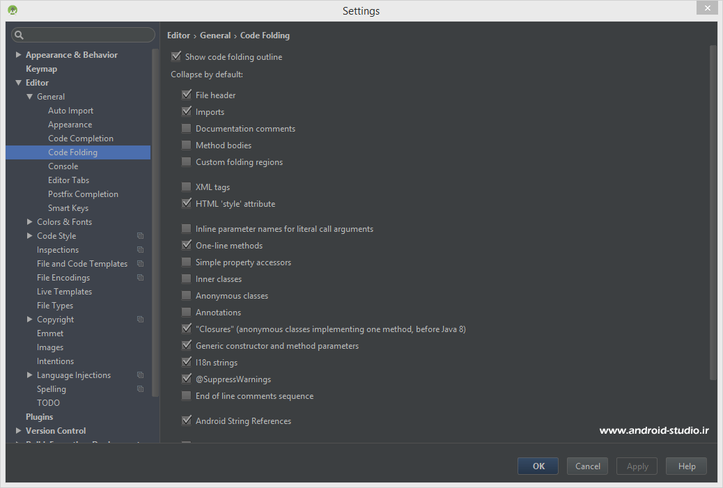 غیر فعال سازی Code folding