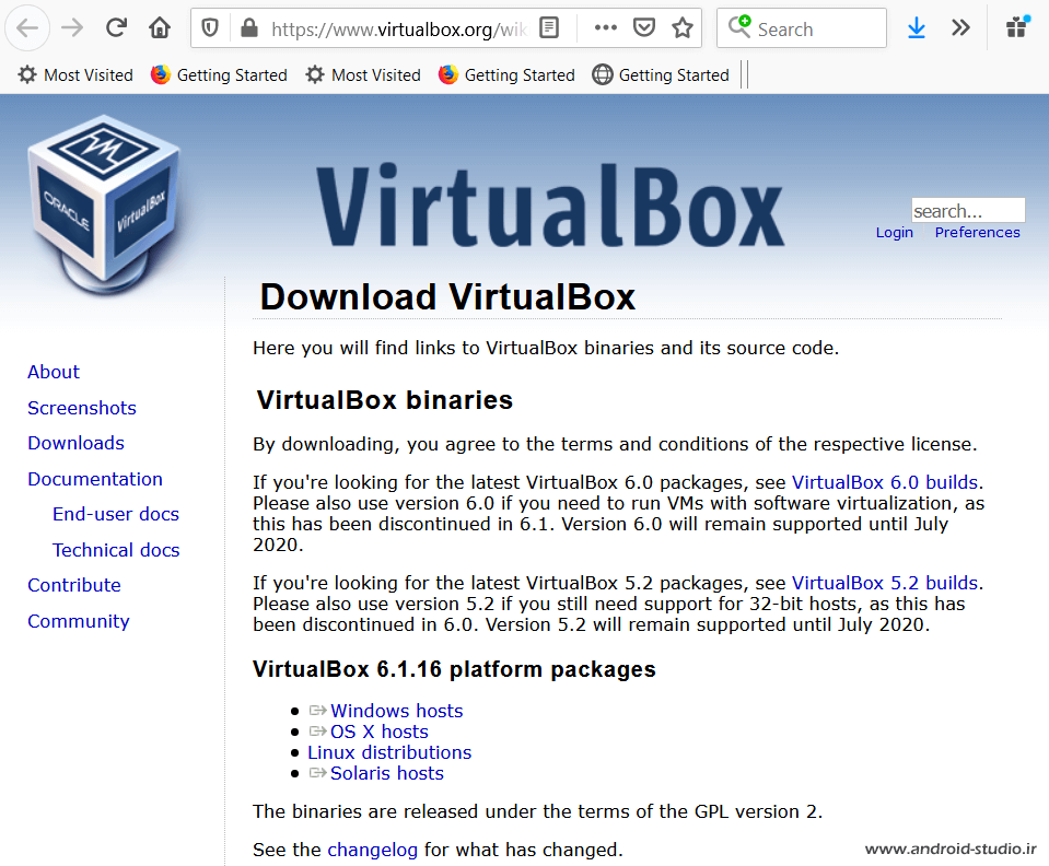 دانلود و نصب Oracle VM VirtualBox