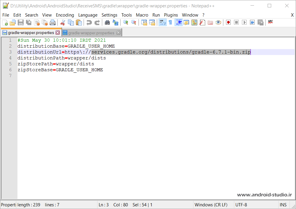 اصلاح gradle-wrapper.properties
