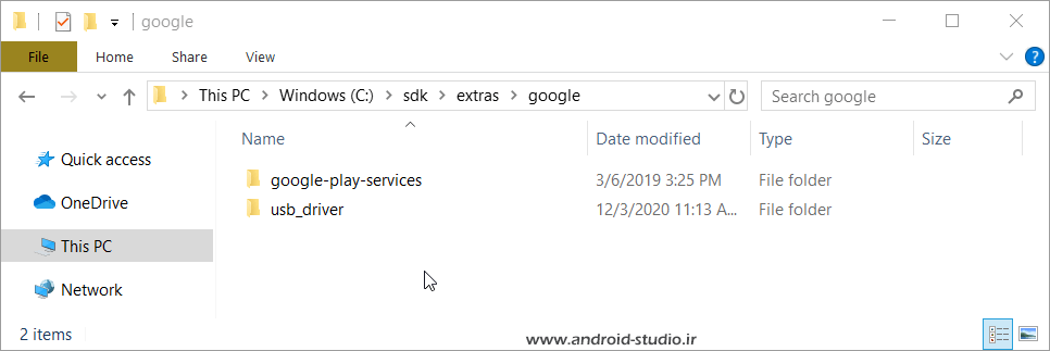 اضافه کردن ابزار usb driver و google_play_services به SDK اندروید