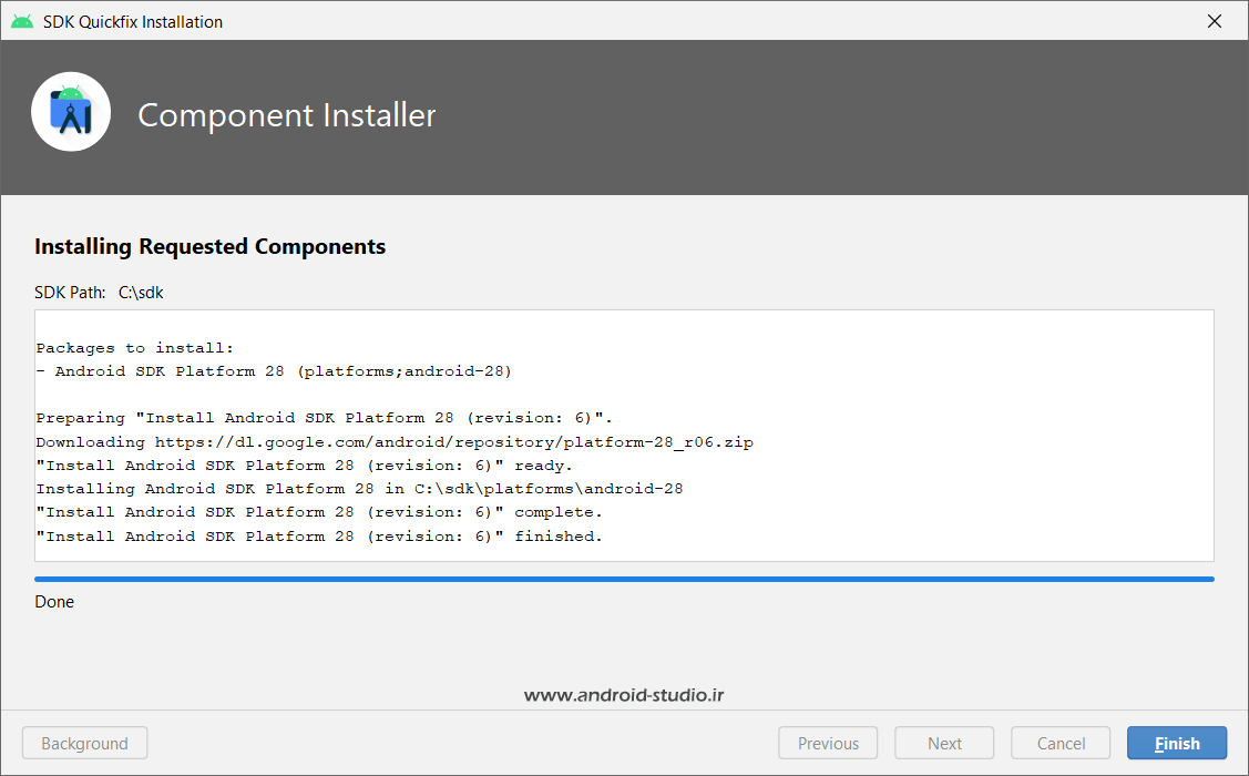 نصب کتابخانه ها و ابزار SDK در محیط SDK Manager اندروید استودیو
