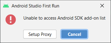 unable to access android sdk addon list