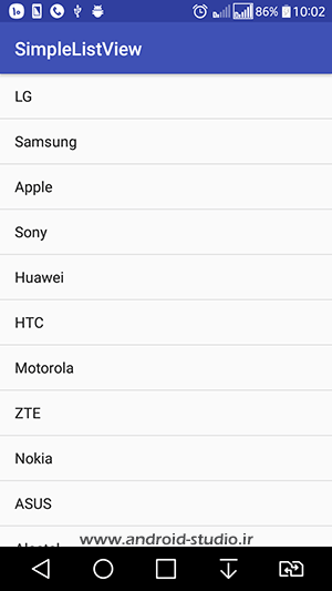 اجرای ListView از آرایه