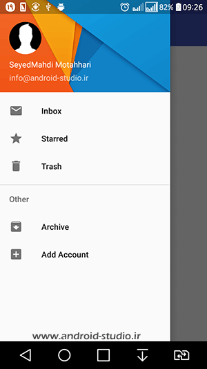 پیش نمایش نهایی پروژه ساخت منوی کشویی در اندروید