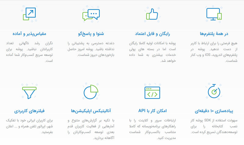 امکانات پوش نوتیفیکیشن پوشه