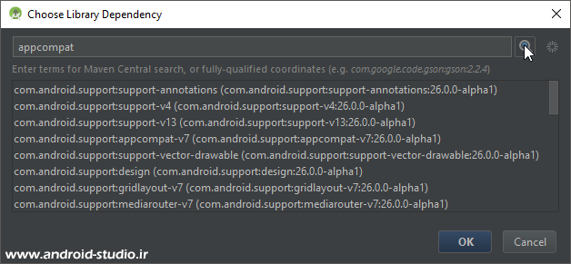 اضافه کردن کتابخانه appcompat-v7 به پروژه اندروید
