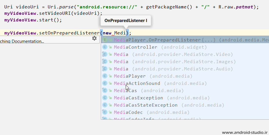 استفاده از متد setOnPreparedListener در VideoView